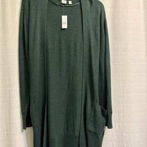 GAP Green Open Front Cardigan